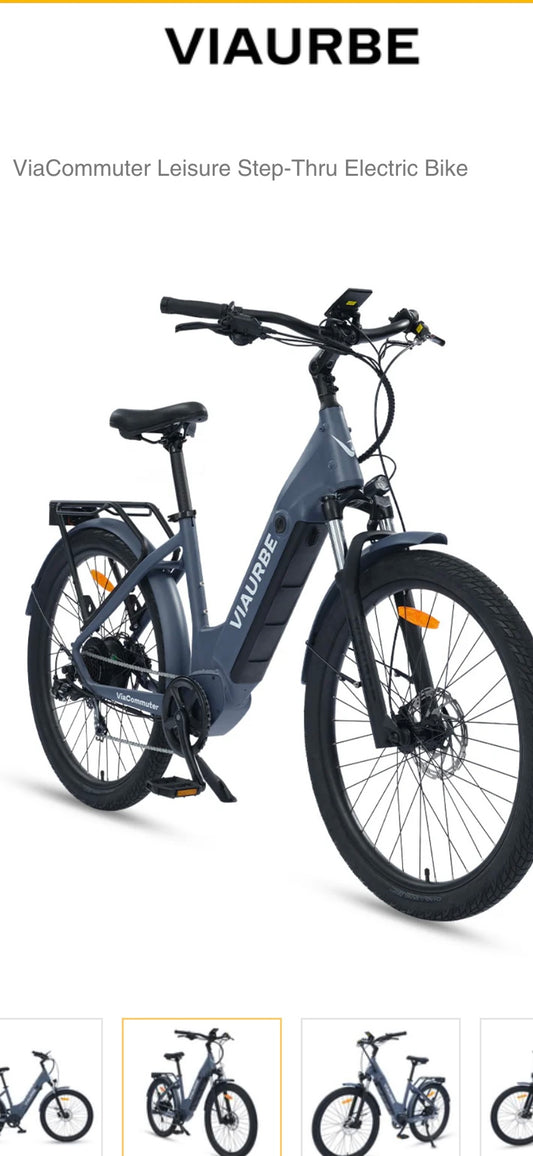 Viaurbe Via Commuter step thru 130 mile Ebike Fat tir Electric bike long distance